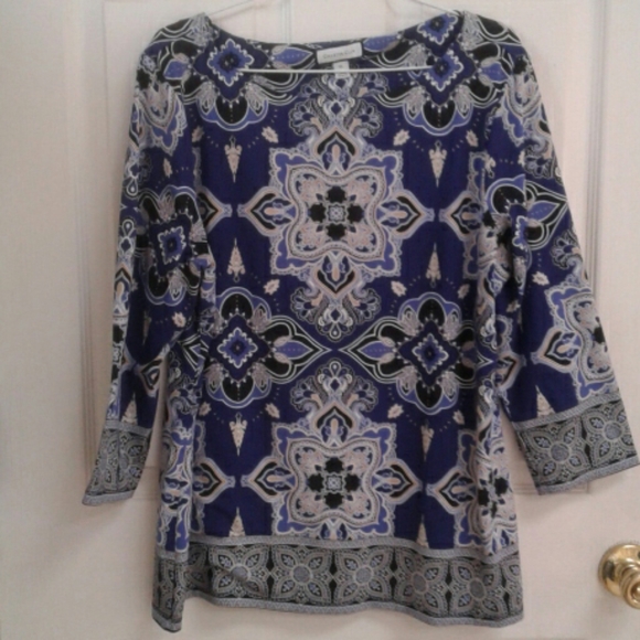 Charter Club Tops - Charter Club Blue Multi  Designs Tunic Top XL